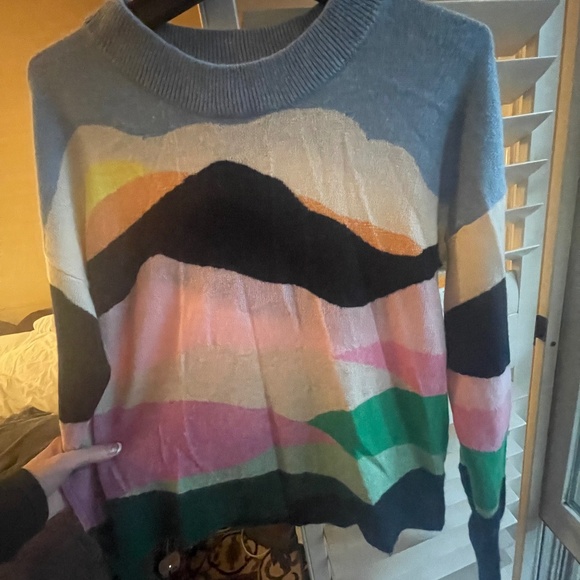Autumn Cashmere Mountain Scene Sweater - Picture 1 of 5